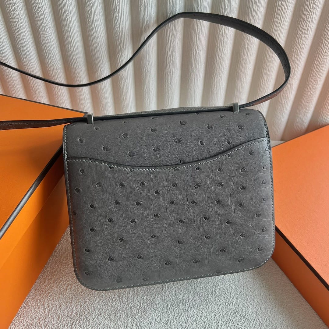 Constance 24 Ostrich Leather Bag – Dual Hardware Luxury Inspired