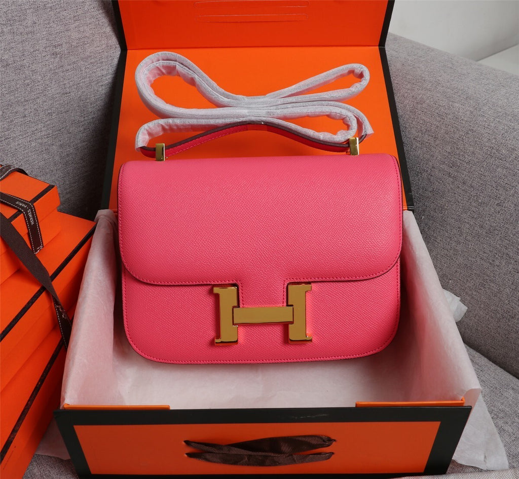 Constance Epsom Shoulder Bag – Luxury Inspired Gold Hardware