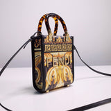 Fendace Mini Sunshine Shopper Tote – Luxury Inspired Black & Gold Elegance