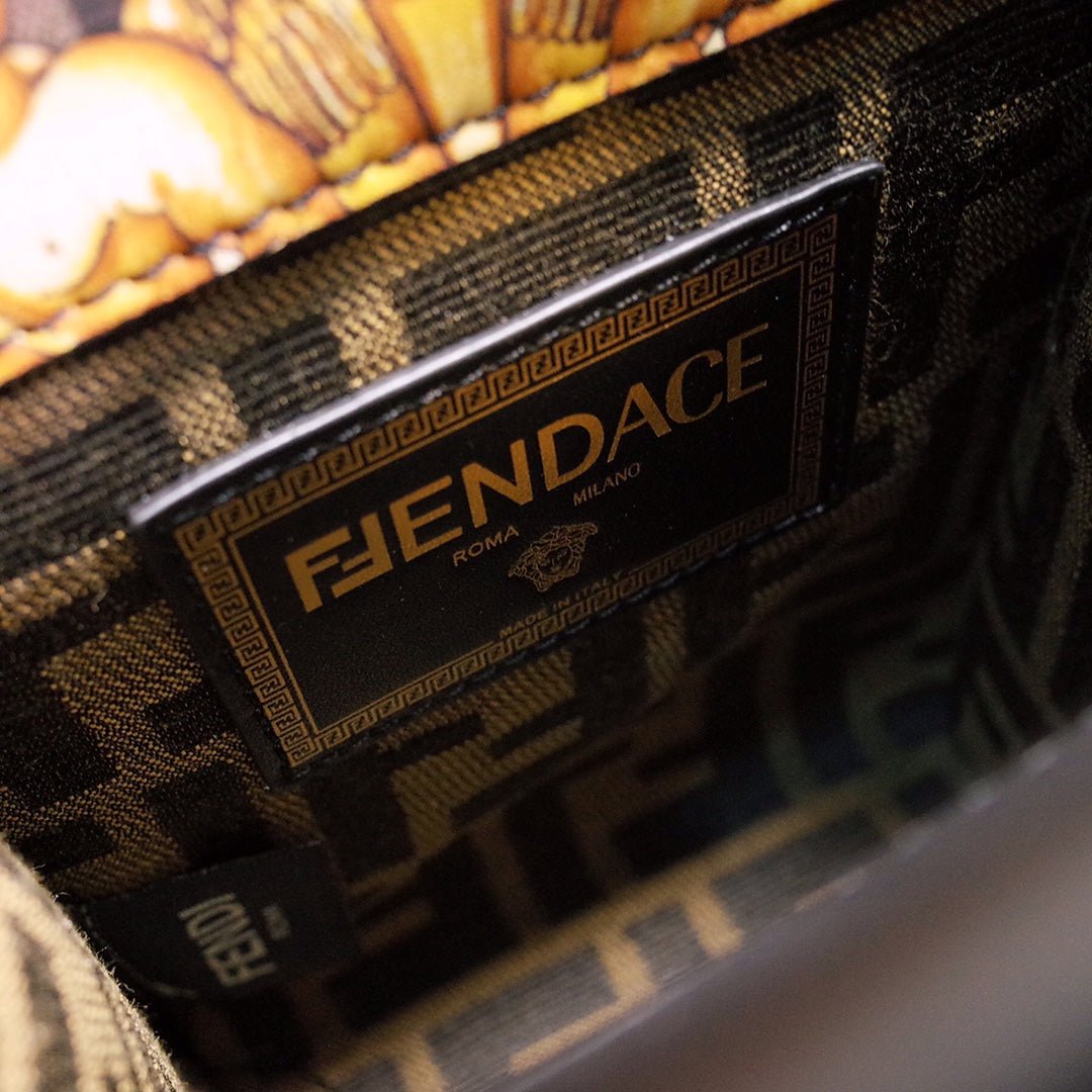 Fendace Mini Sunshine Shopper Tote – Luxury Inspired Black & Gold Elegance