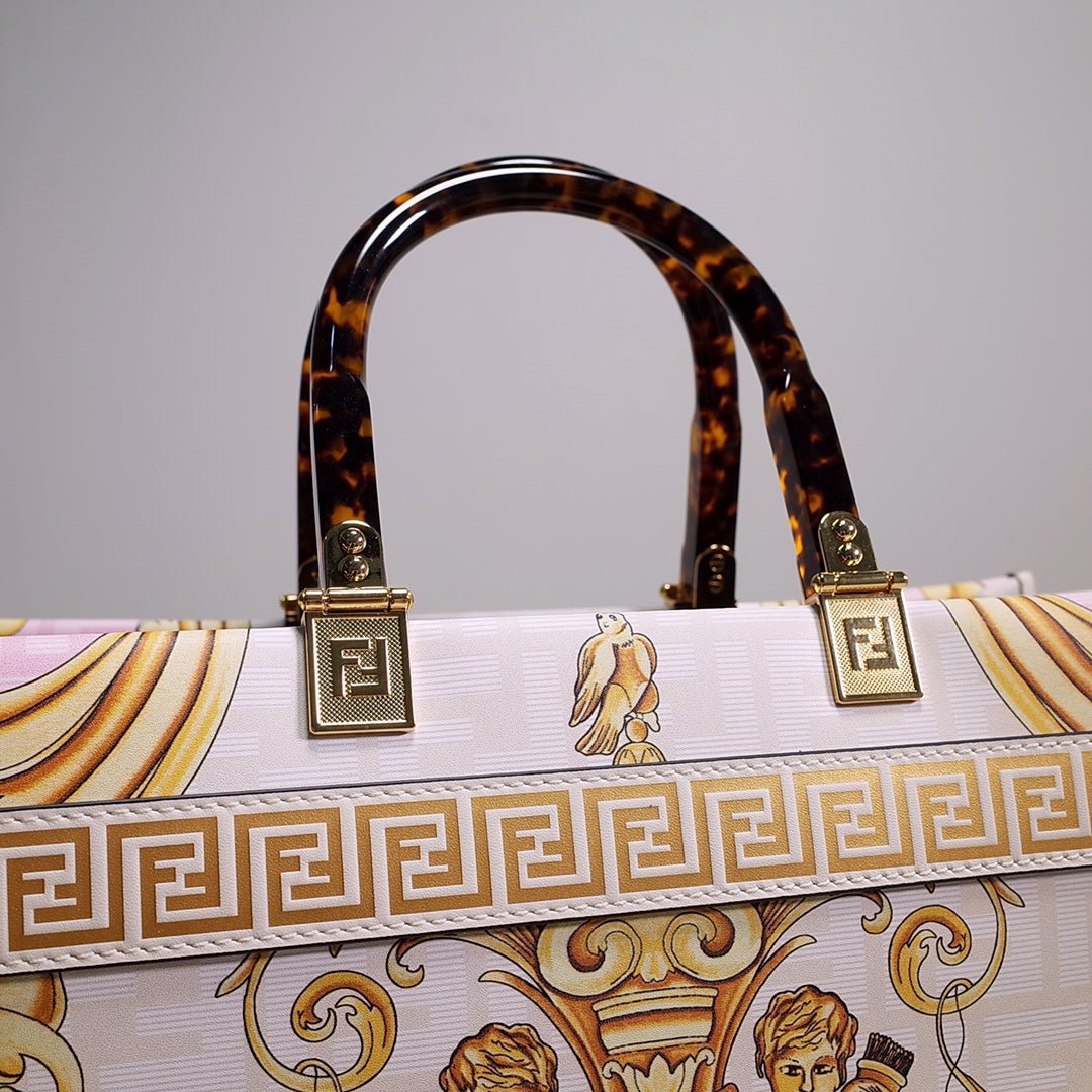 Fendace Sunshine Medium Shopper Tote – Luxury Inspired Pink Baroque Design