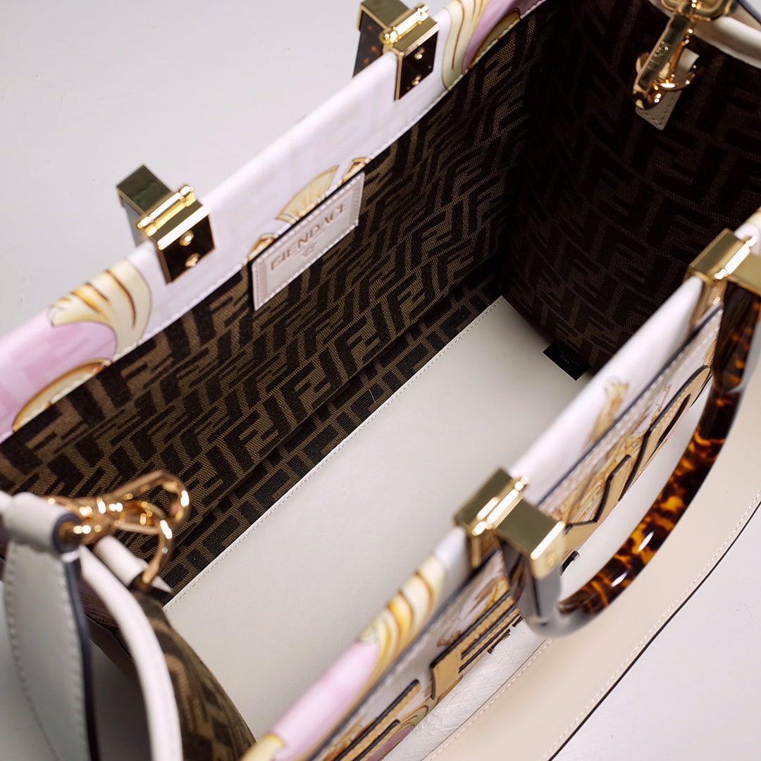 Fendace Sunshine Medium Shopper Tote – Luxury Inspired Pink Baroque Design
