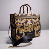 Fendace Sunshine Tote – Luxury Inspired Gold Baroque & FF Motif Design