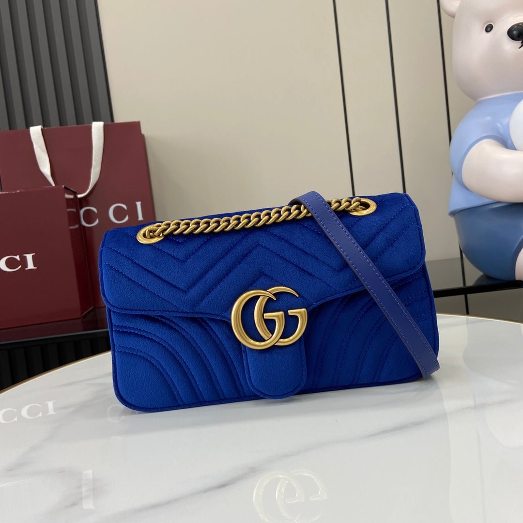 GG Marmont Flap Bag – Luxury Inspired Wavy Quilted Velvet Design