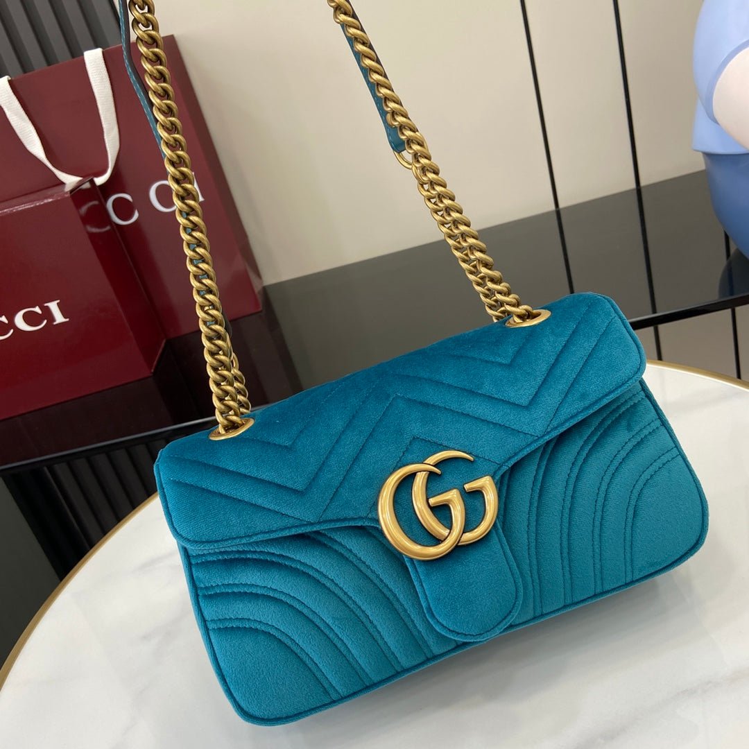 GG Marmont Flap Bag – Luxury Inspired Wavy Quilted Velvet Design