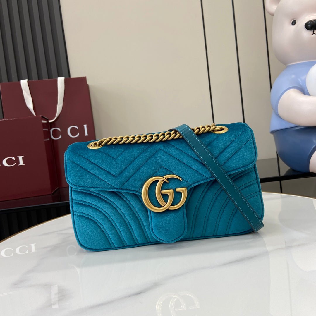 GG Marmont Flap Bag – Luxury Inspired Wavy Quilted Velvet Design