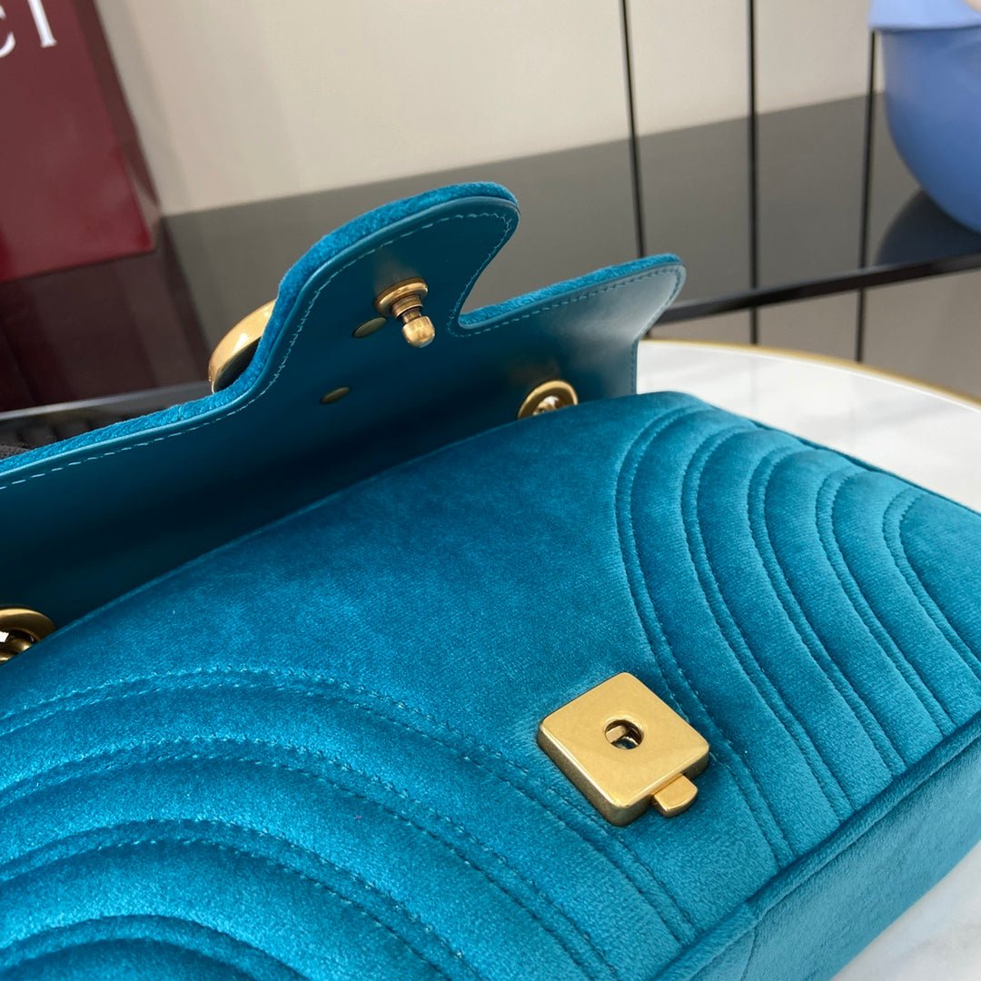 GG Marmont Flap Bag – Luxury Inspired Wavy Quilted Velvet Design