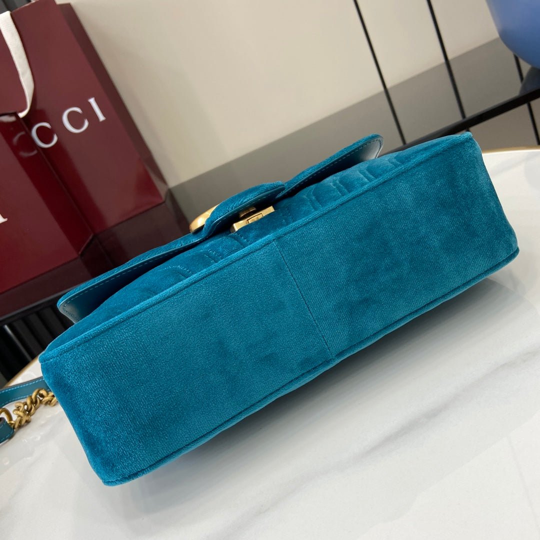 GG Marmont Flap Bag – Luxury Inspired Wavy Quilted Velvet Design