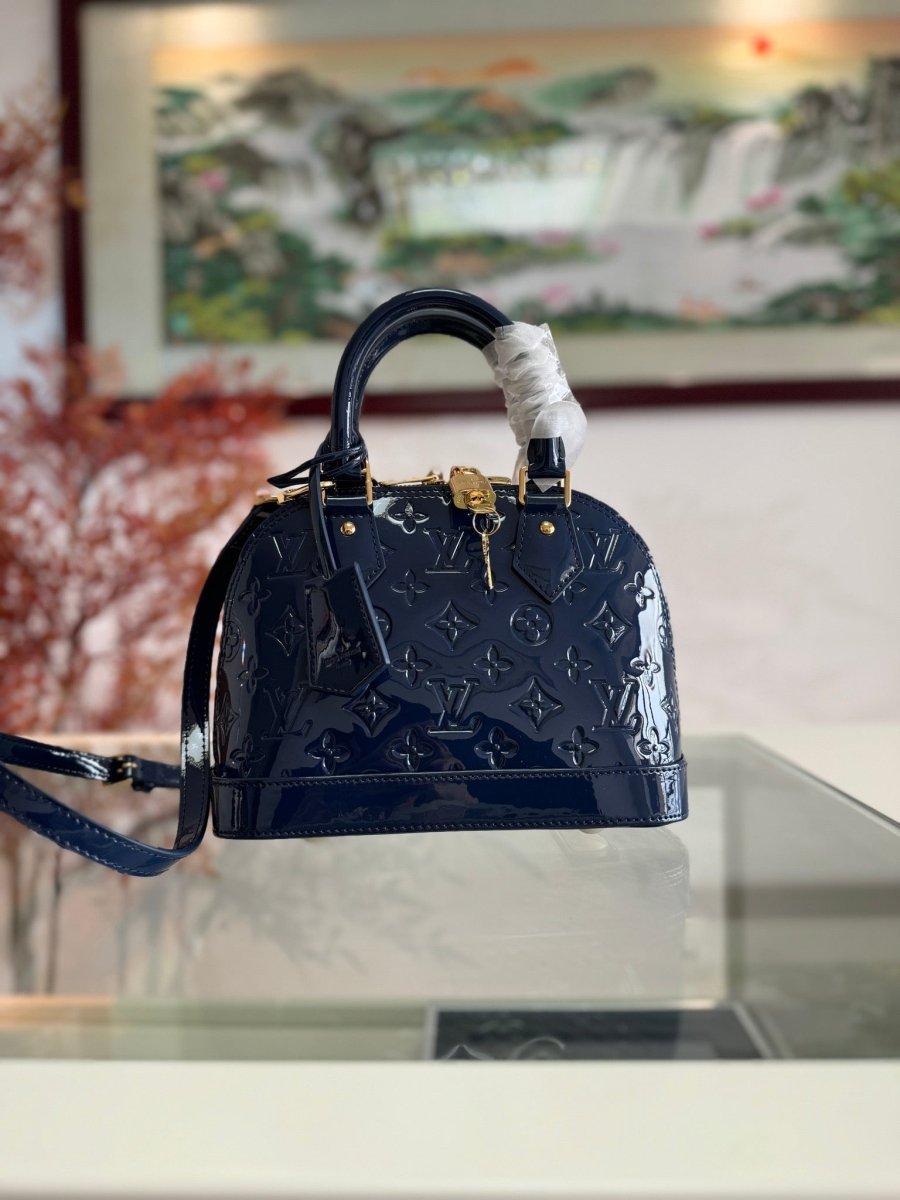 Grand Blue Epi Leather Alma Handbag – Designer Inspired Bags