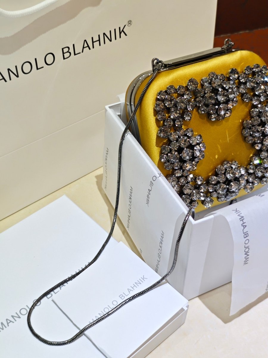 Hangi Yellow Satin Strass Clutch – Designer Inspired Evening Bag