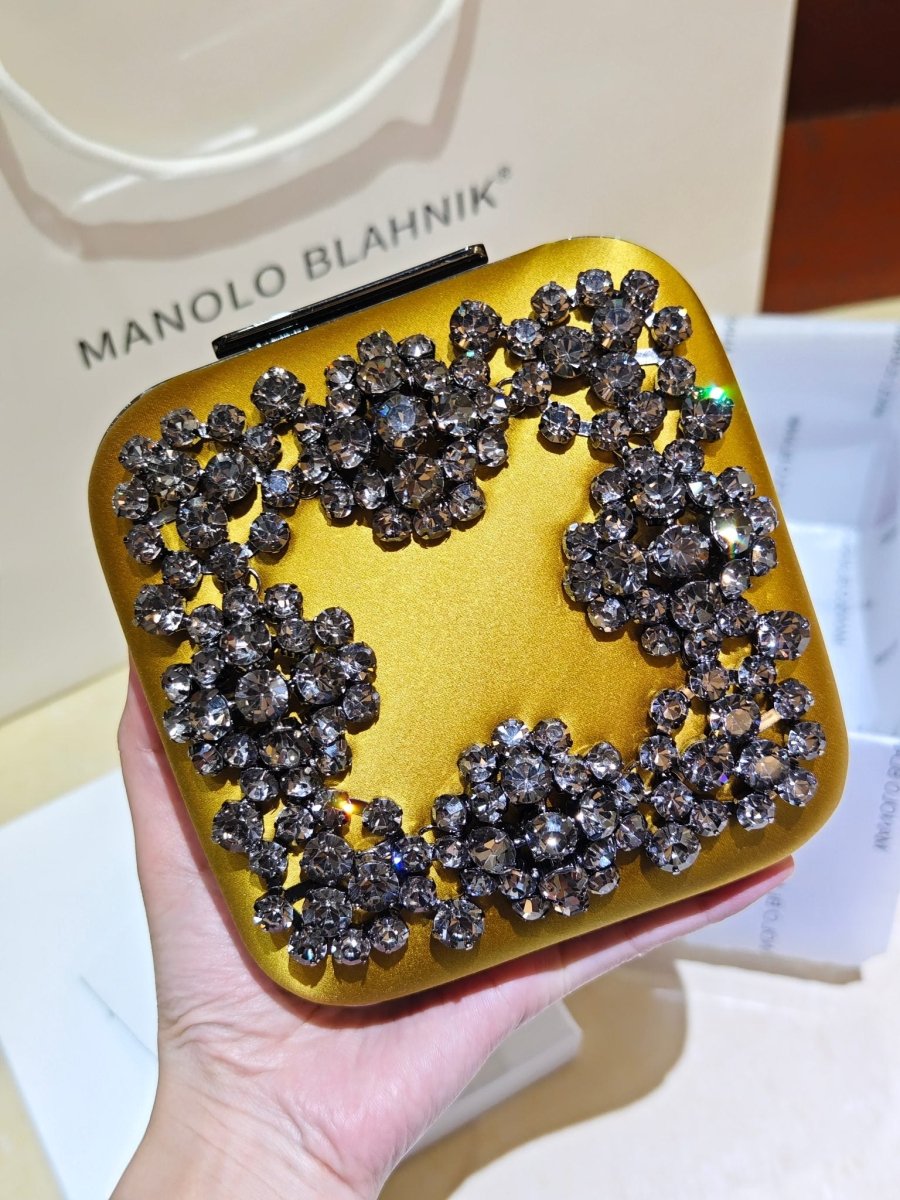 Hangi Yellow Satin Strass Clutch – Designer Inspired Evening Bag