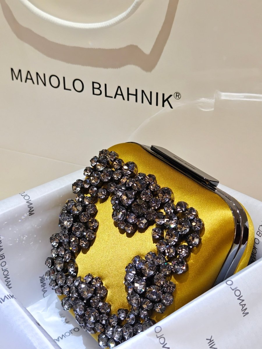Hangi Yellow Satin Strass Clutch – Designer Inspired Evening Bag