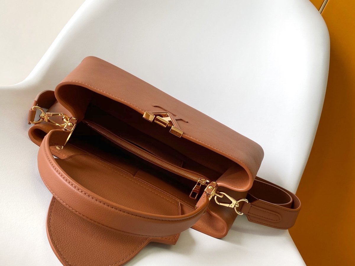 Hazelnut Brown Capucines Medium Handbag – Designer Inspired Bags