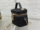 Heavily Beaded Micro Lady Dior Vanity Case Black
