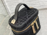 Heavily Beaded Micro Lady Dior Vanity Case Black