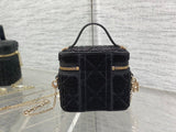Heavily Beaded Micro Lady Dior Vanity Case Black