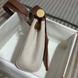 Herbag Two - Tone Canvas and Leather Top Handle Bag