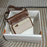 Herbag Two - Tone Canvas and Leather Top Handle Bag