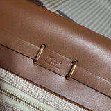 Herbag Two - Tone Canvas and Leather Top Handle Bag