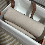 Herbag Two - Tone Canvas and Leather Top Handle Bag