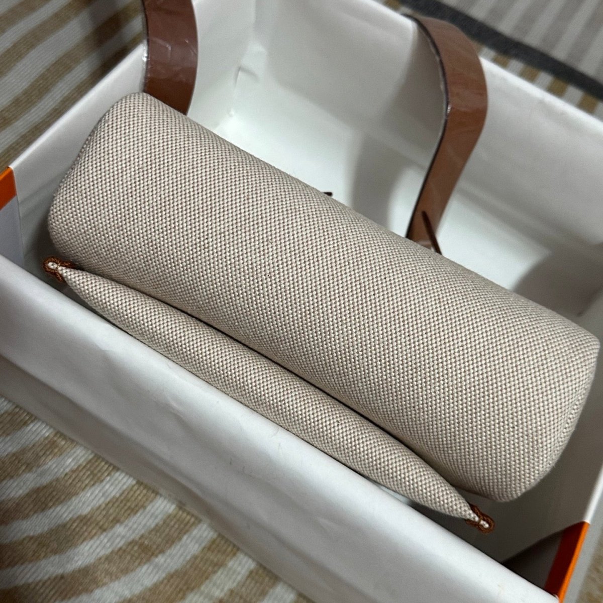 Herbag Two - Tone Canvas and Leather Top Handle Bag