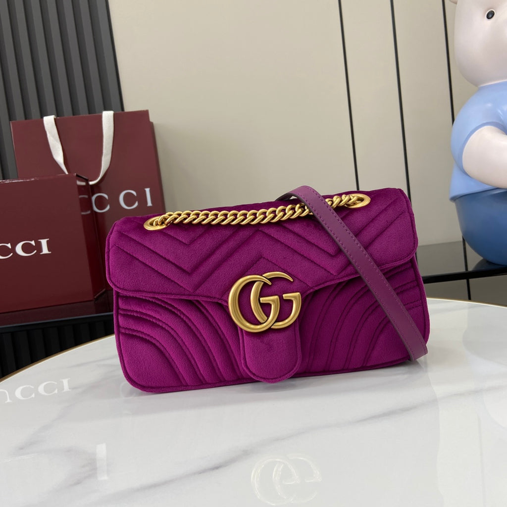 GG Marmont Flap Bag – Luxury Inspired Wavy Quilted Velvet Design