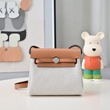 Mini Patchwork Leather Tote with Silver Buckle