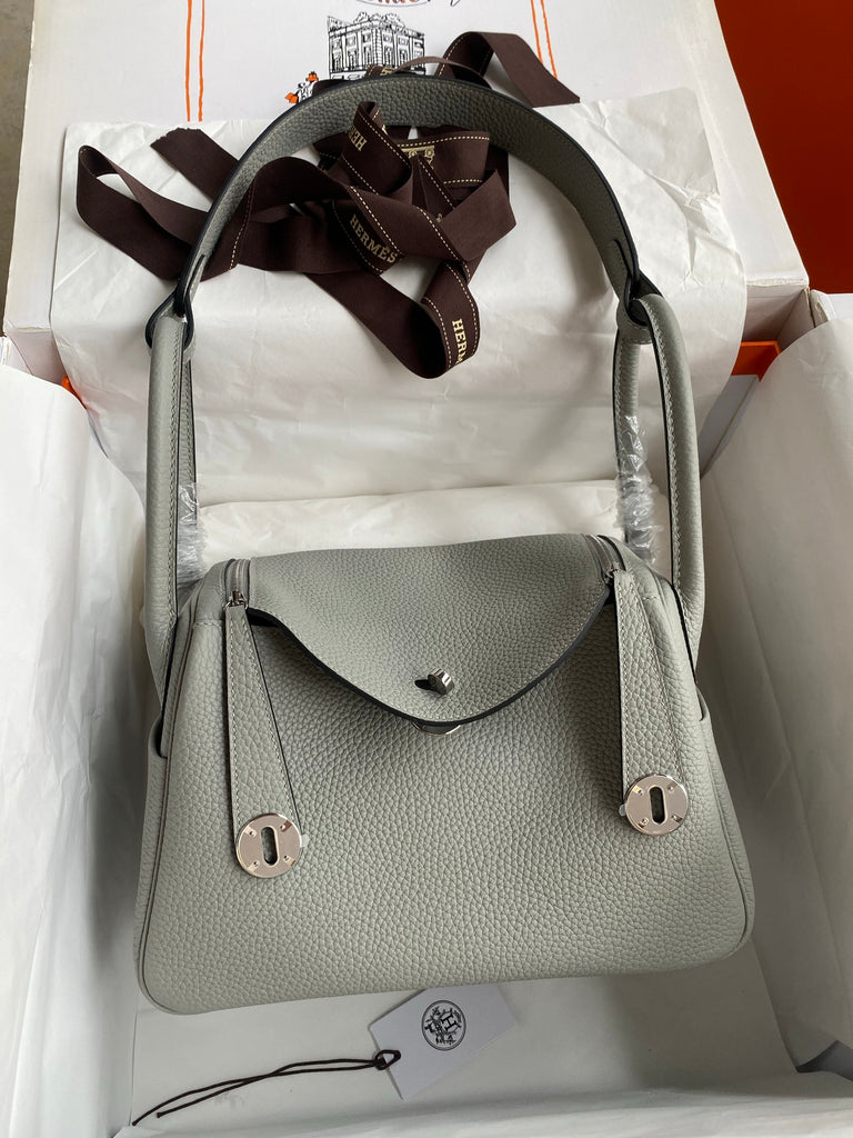 Classic Lindy Style Leather Handbag Silver Hardware