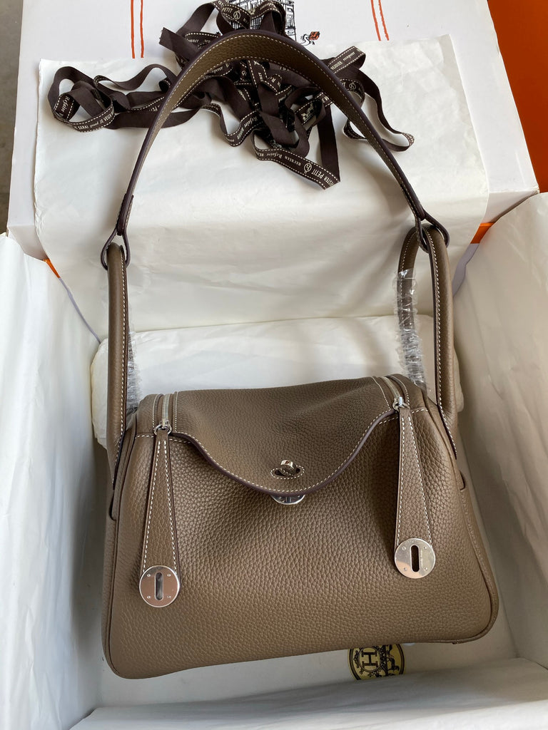 Classic Lindy Style Leather Handbag Silver Hardware