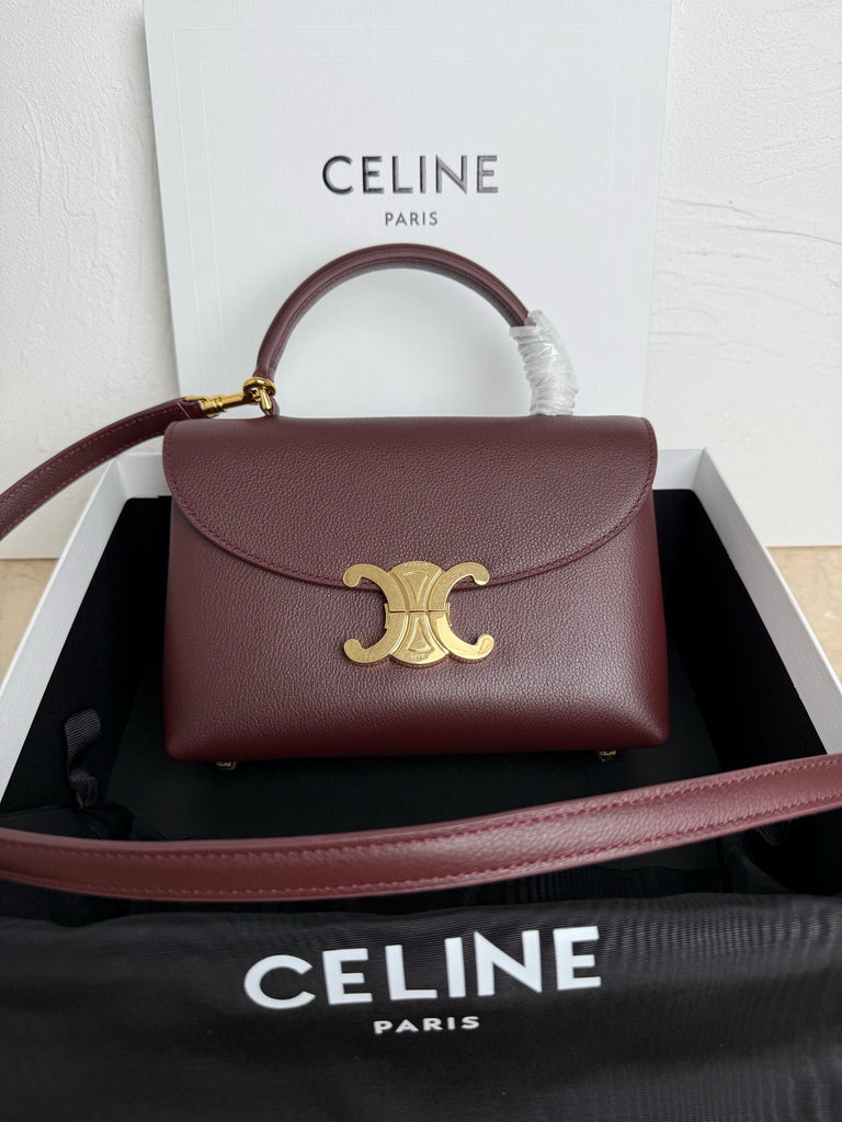 Medium Supple Calfskin Shoulder Bag in Burgundy