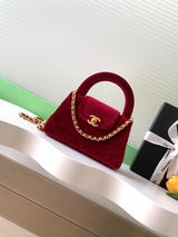 Velvet Top-Handle Mini Shoulder Bag