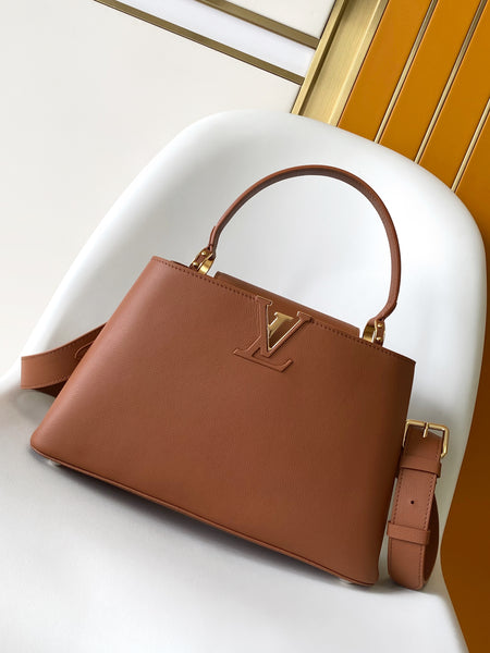 Hazelnut Brown Capucines Medium Handbag – Designer Inspired Bags