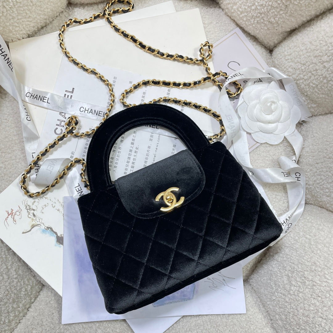 Velvet Top-Handle Shoulder Mini Bag