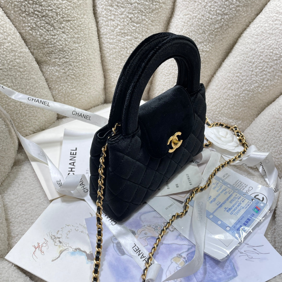 Velvet Top-Handle Shoulder Mini Bag