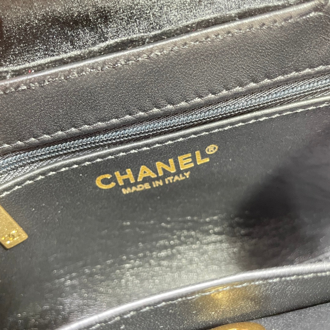 Velvet Top-Handle Shoulder Mini Bag