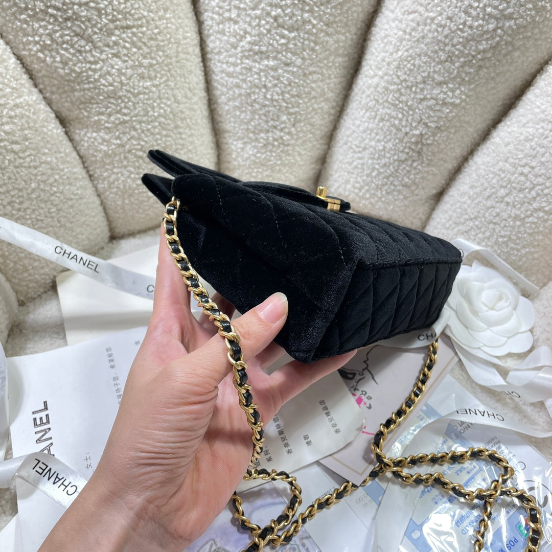 Velvet Top-Handle Shoulder Mini Bag
