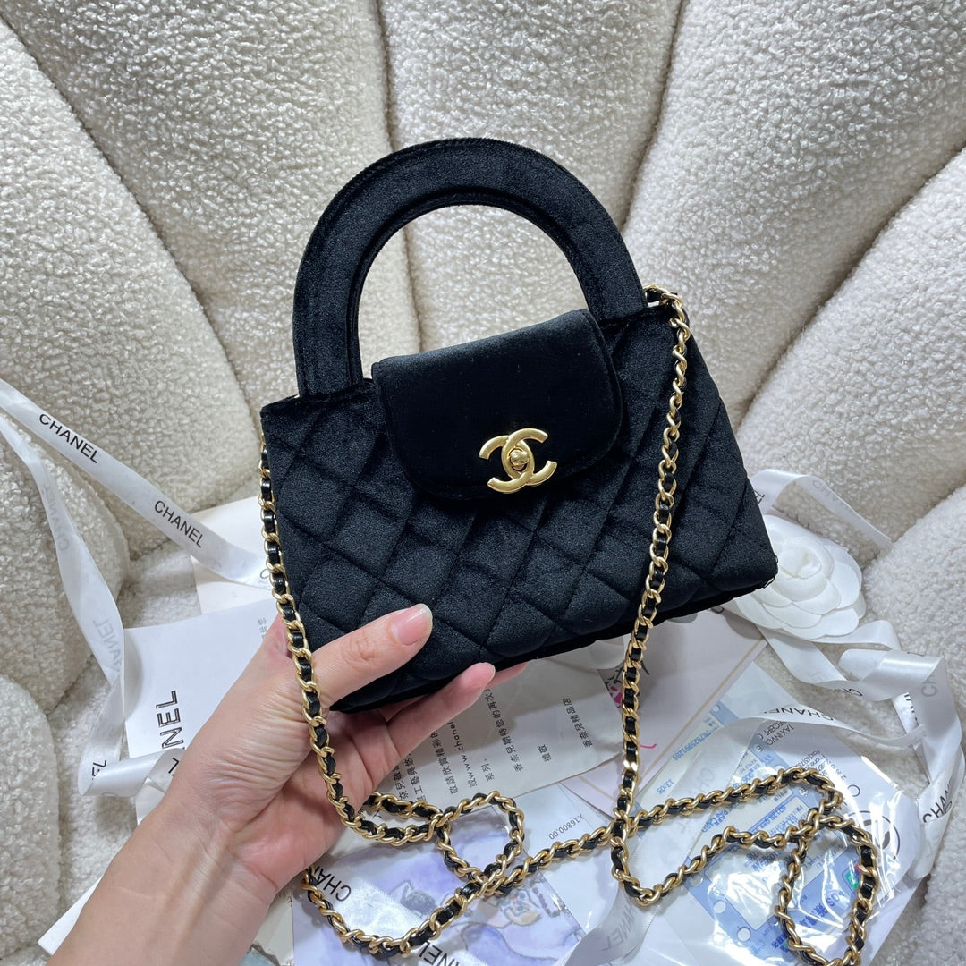 Velvet Top-Handle Shoulder Mini Bag