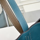 Reversible Dual-Tone Clemence Leather Tote Bag 36