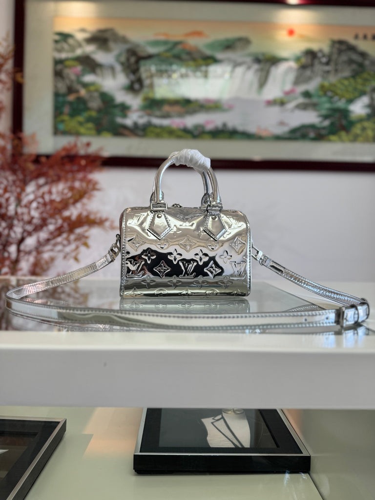 Silver Mini Structured Satchel Bag – Designer Inspired Bags