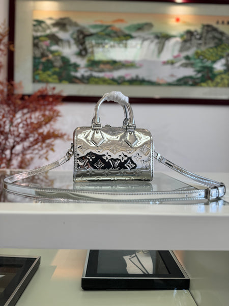 Silver Mini Structured Satchel Bag – Designer Inspired Bags