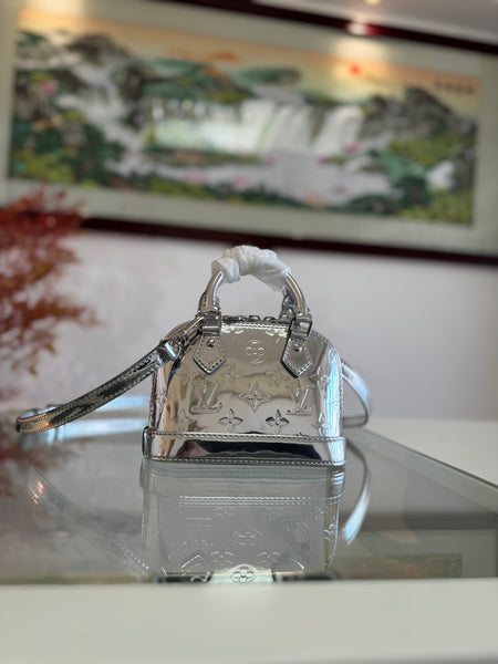 Metallic Silver Mini Dome Satchel – Designer Inspired Bags