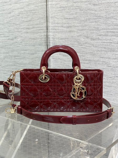 Lady D-Joy Bag Red – Elegant Patent Leather with Classic Cannage Design