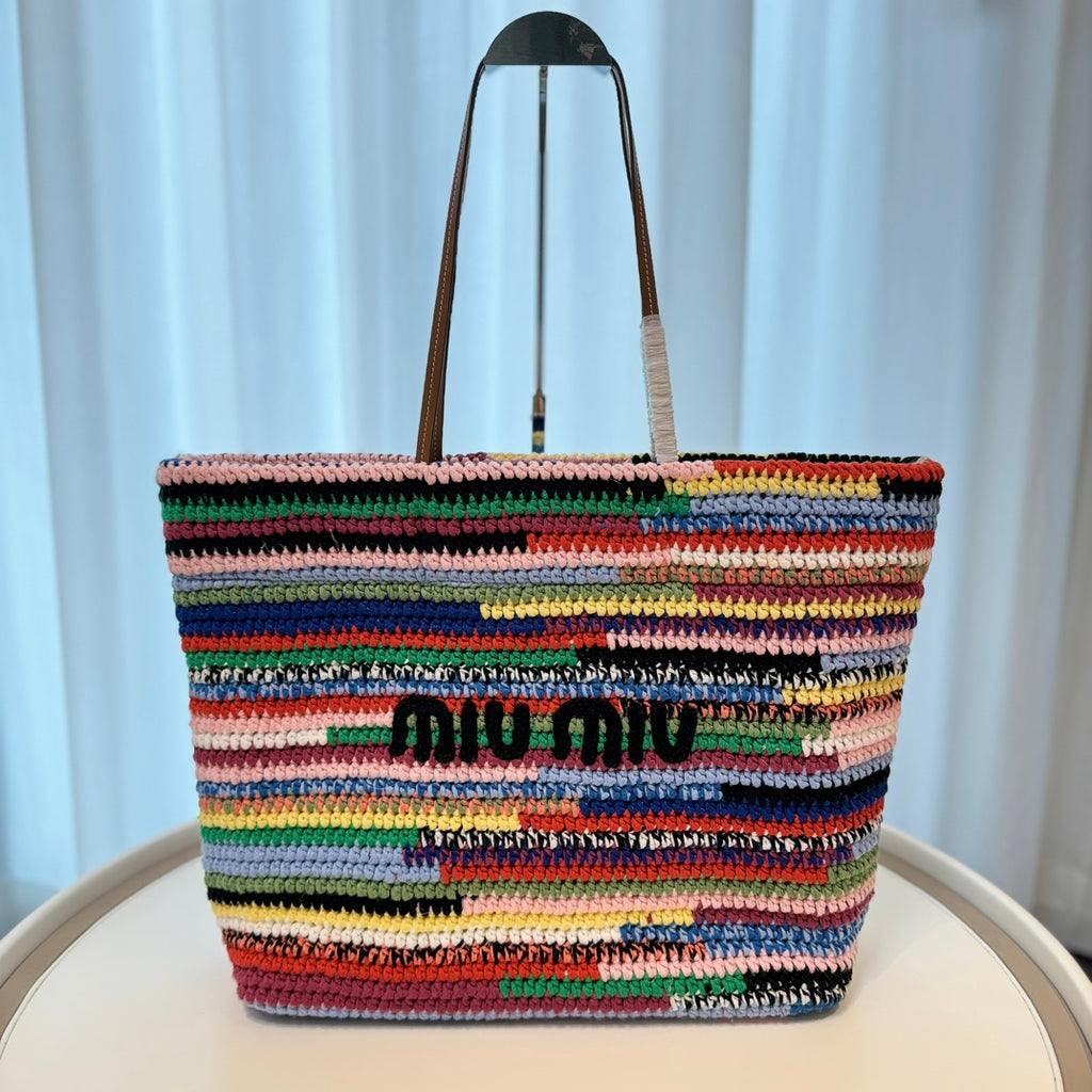 Multicolored Reddish Crochet Tote Bag – Luxury Inspired Handbag