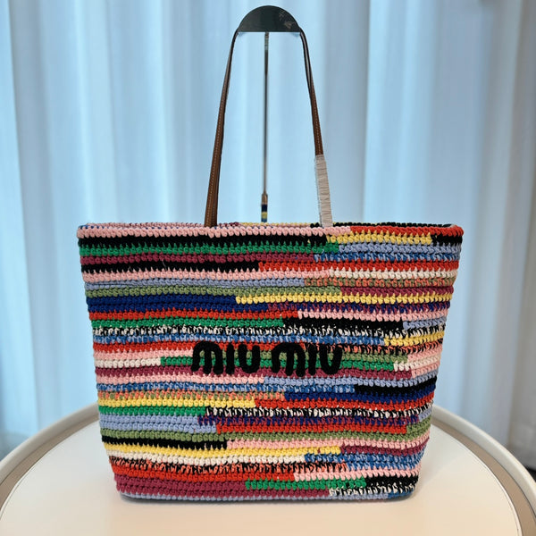 Multicolored Reddish Crochet Tote Bag – Luxury Inspired Handbag