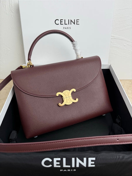 Medium Supple Calfskin Shoulder Bag in Burgundy