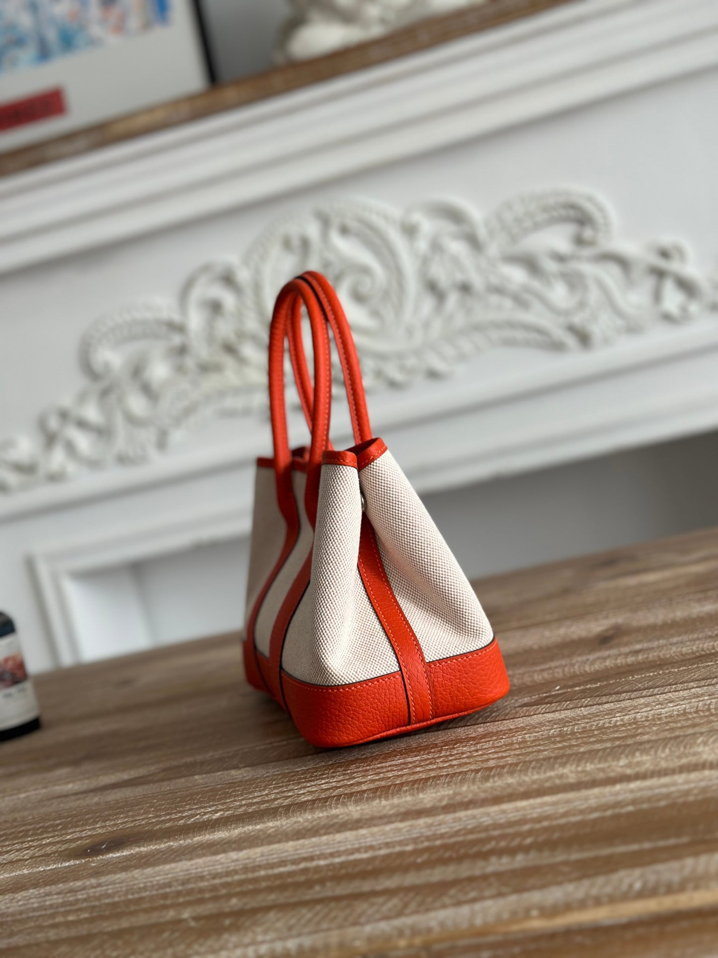 Classic Canvas & Leather Structured Tote Bag 30