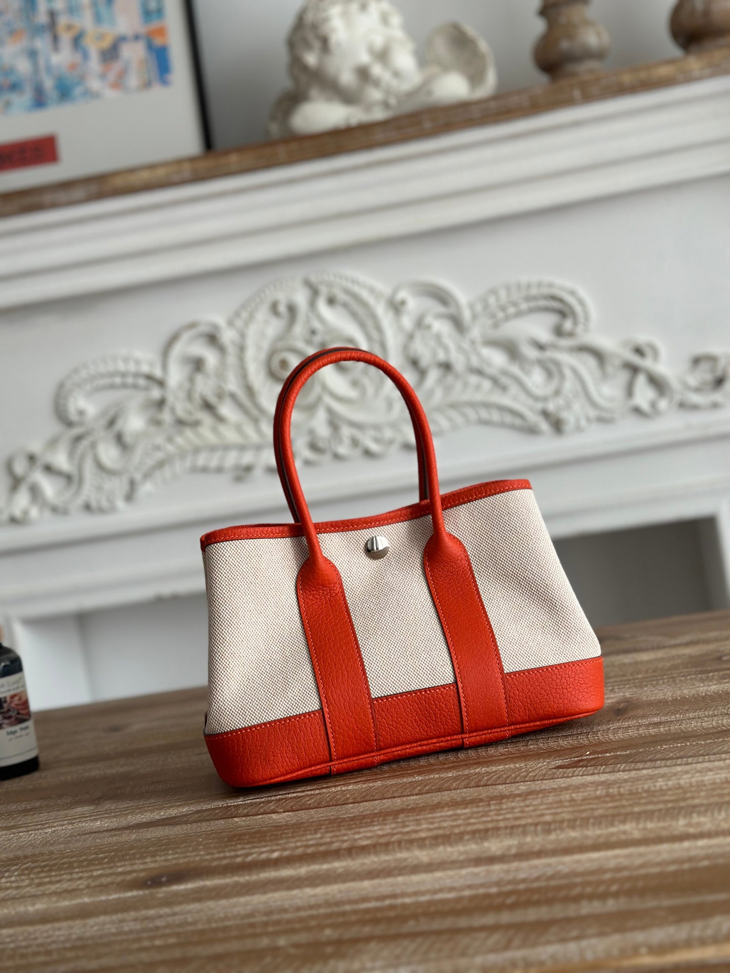 Classic Canvas & Leather Structured Tote Bag 30