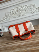 Classic Canvas & Leather Structured Tote Bag 30