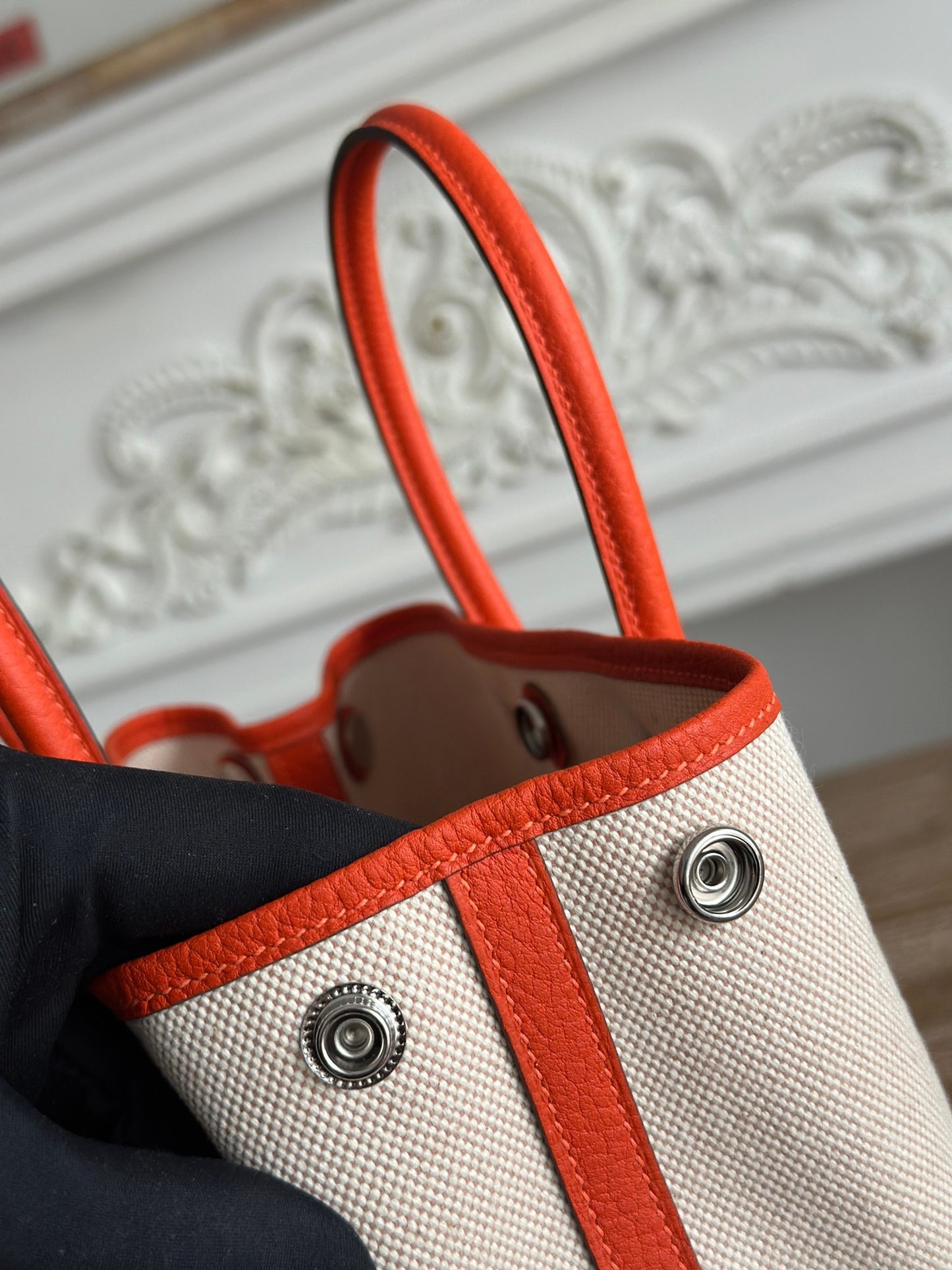 Classic Canvas & Leather Structured Tote Bag 30