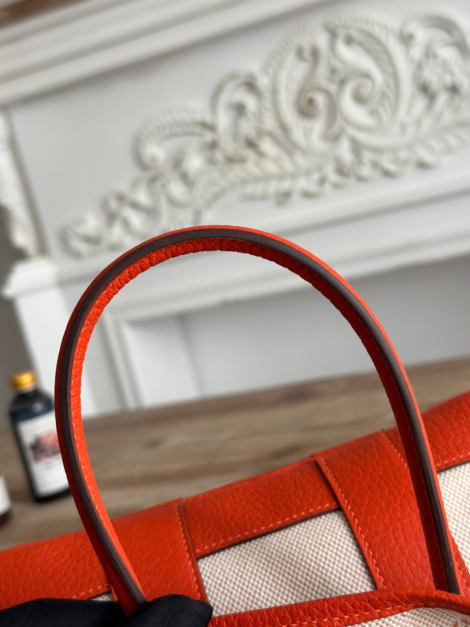 Classic Canvas & Leather Structured Tote Bag 30